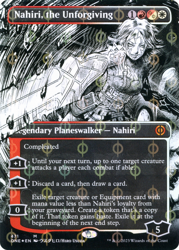 Nahiri, the Unforgiving (Borderless Manga Step-and-Compleat Foil) [Phyrexia: All Will Be One] For Cheap